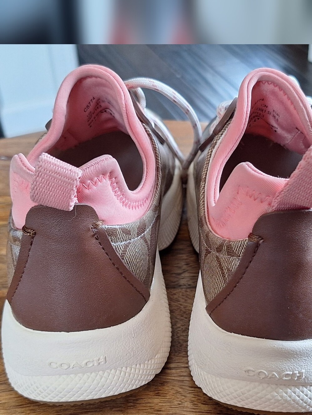Coach C270 Sig Tech Runner Sneakers Khaki/Saddle Pink Women's Size 6B - Picture 3 of 7